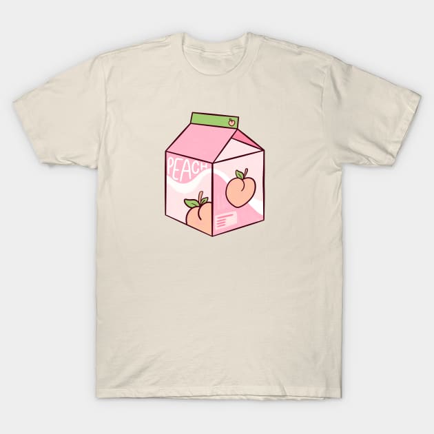 Kawaii Peach Juice Peachy Milk Aesthetic Japanese Vaporwave T-Shirt by Trippycollage